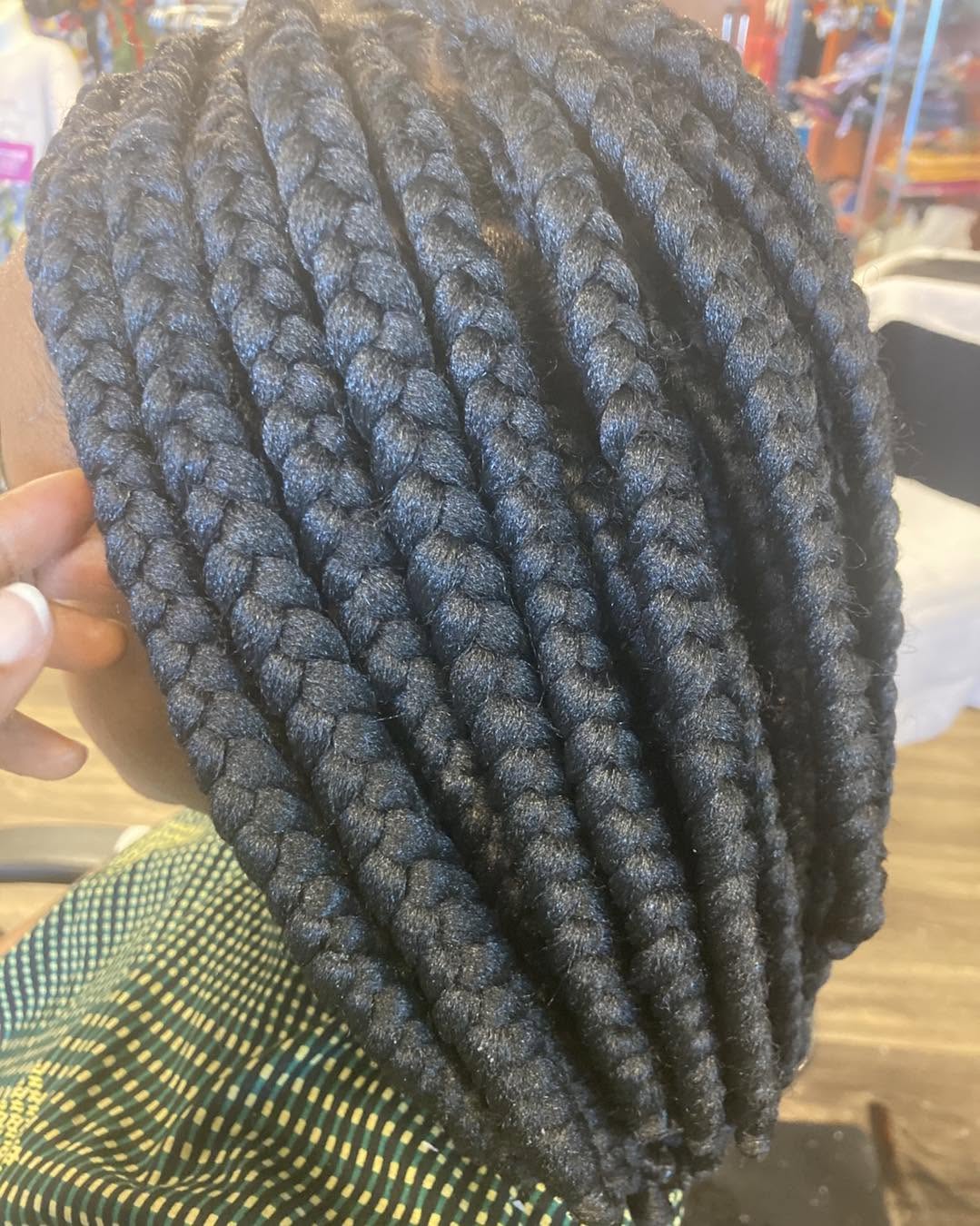 Close-up of jumbo box braids